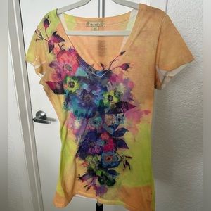 Forever 21 Graphic Tee Colorful Floral Size S